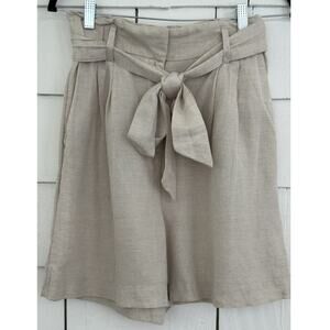 H&M Womens 6 Linen Blend High-Rise Paper Bag Waist Short Minimalist Quiet Luxury